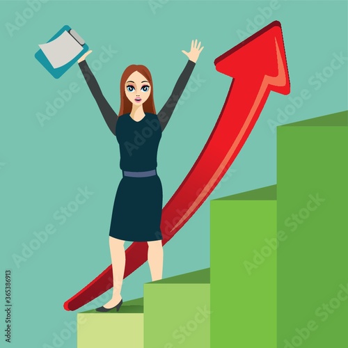 businesswoman with upward arrow