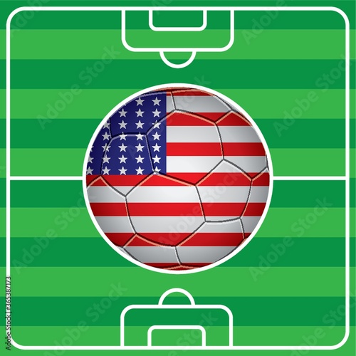 soccer ball with american flag on field