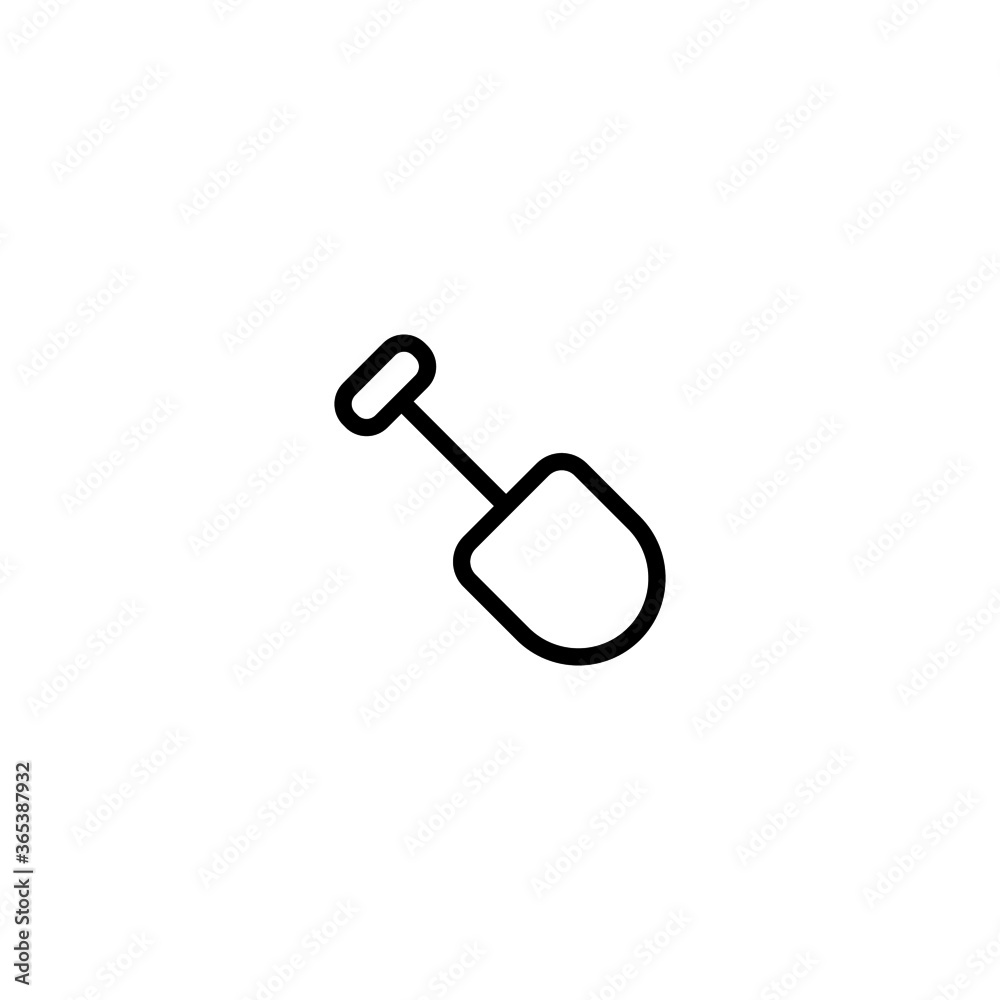 Shovel icon in black line style icon, style isolated on white background Shovel icon in black line style icon, style isolated on white background