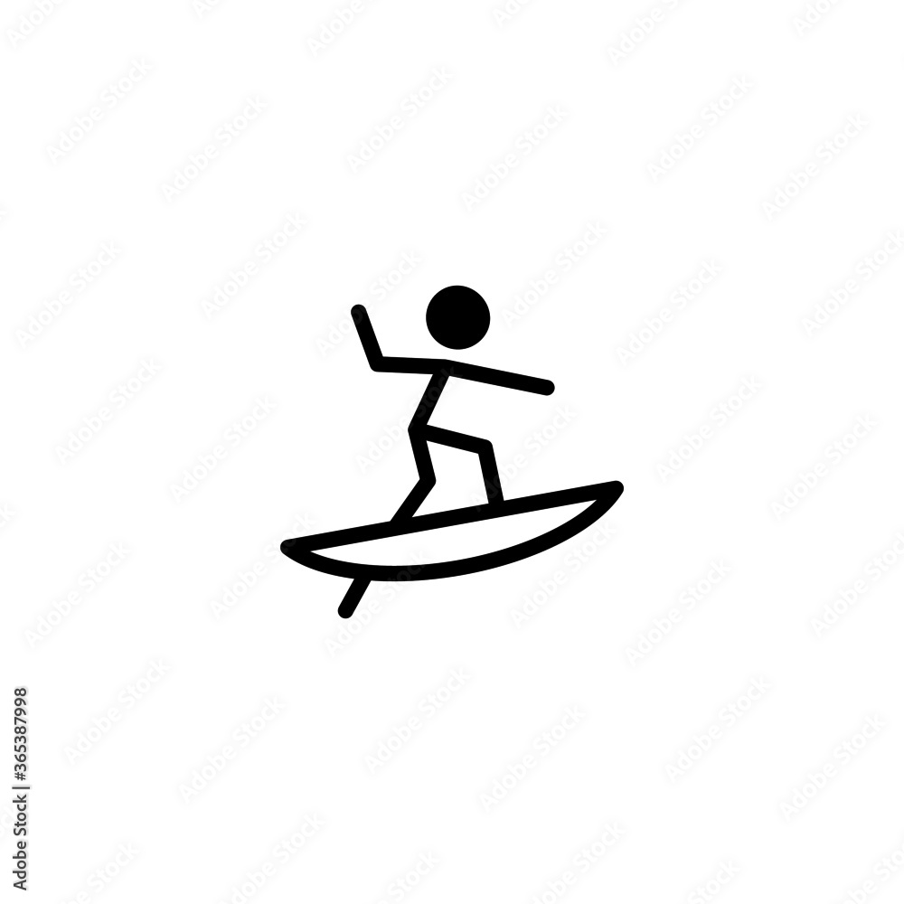 Surfing icon in black flat glyph, filled style isolated on white background