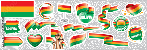 Vector set of the national flag of Bolivia in various creative designs