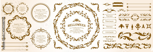 ハロウィンのフレーム素材、ハッピーハロウィン、パーティー、イベント、装飾素材、ビンテージ、アンティー