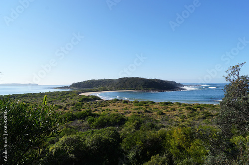 View of Coastal Island on a Clear Day. Broulee Island, Australia. 