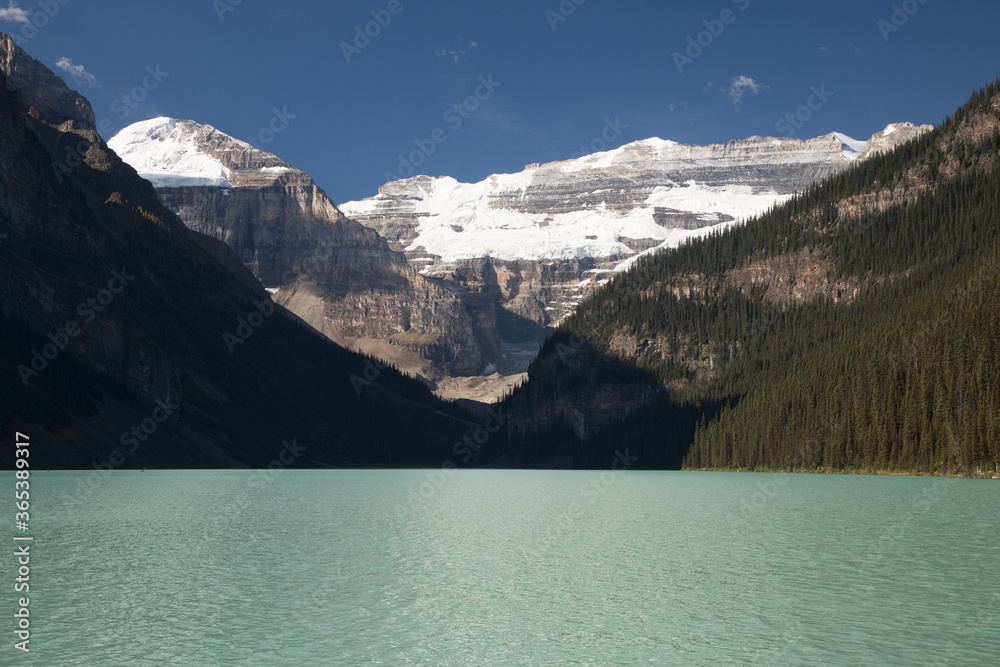 lake louise reflect and silhouette close up
