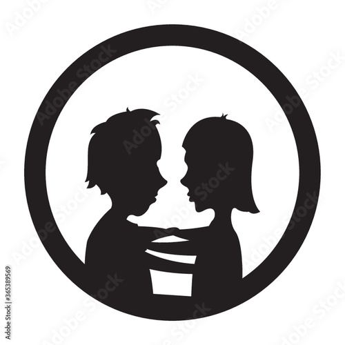 silhouette of young couple