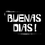 Buenas Dias  stencil graffiti lettering on black background. Greeting in spanish language design  templates for greeting cards, overlays, posters
