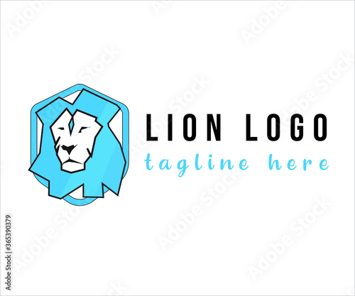 Lion based mascot logo vector illustration with dummy text on white background.