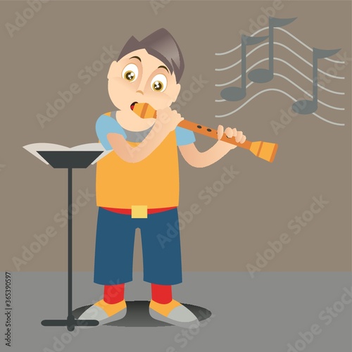 boy playing a flute