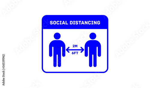 social distancing sign symbol 2 meters 6 feet vector eps