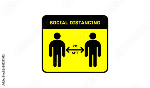 social distancing sign symbol 2 meters 6 feet vector eps
