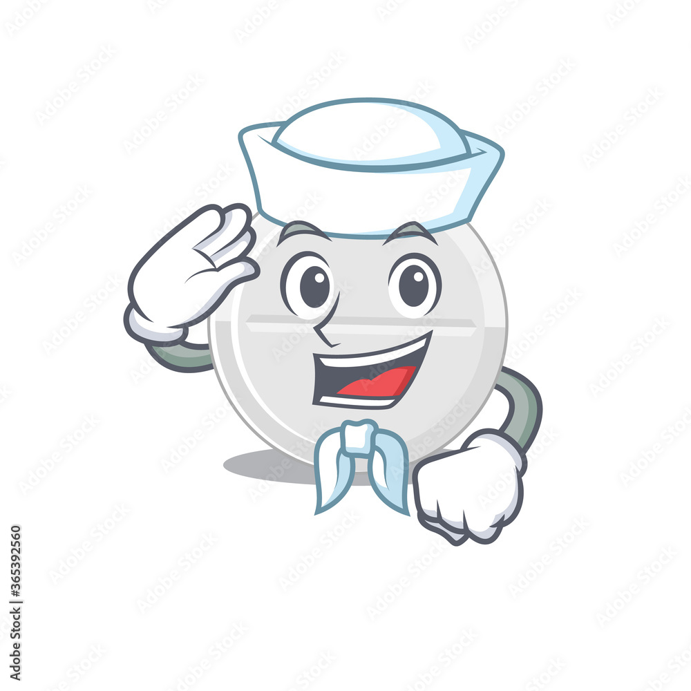 A brave sailor caricature design style of tablet drug ready to sail A brave sailor caricature design style of tablet drug ready to sail