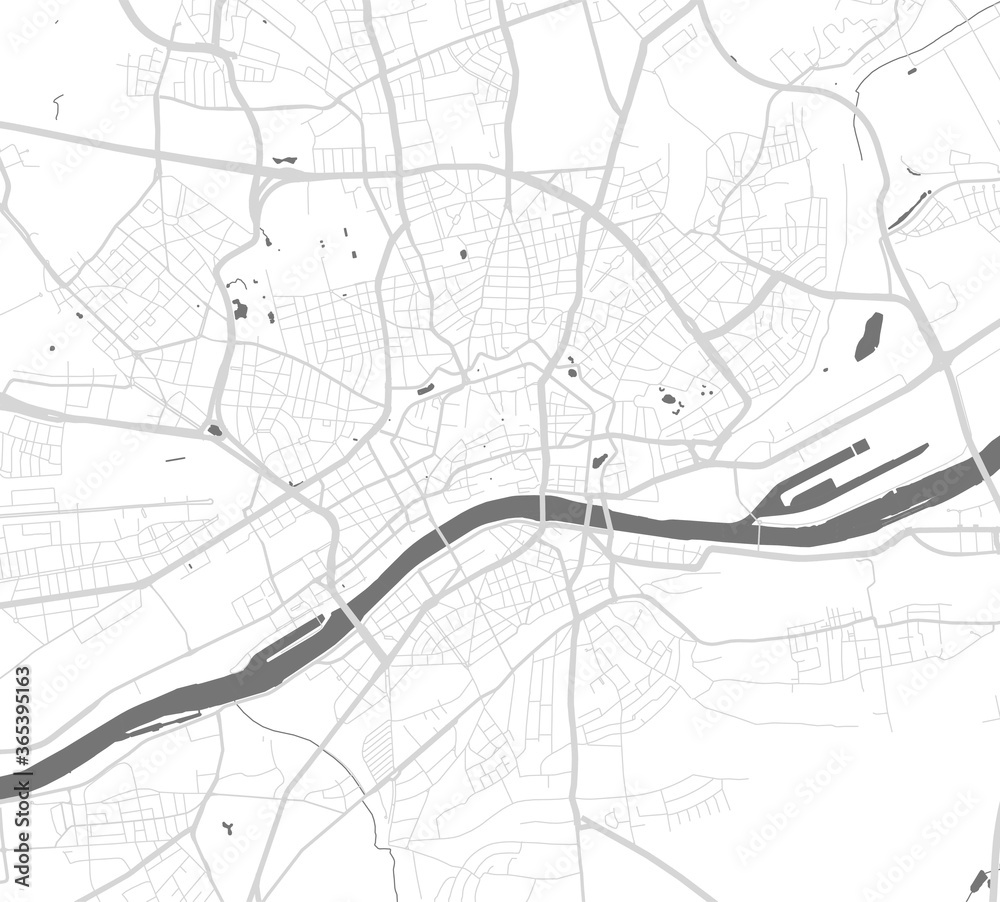 Urban city map of Frankfurt. Vector poster. Grayscale street map.