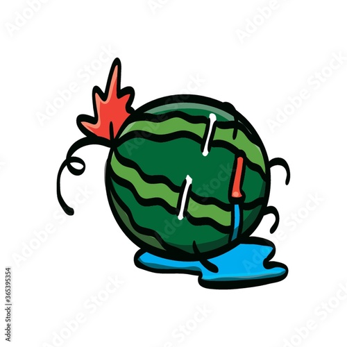 watermelon cartoon character sleeping and drooling