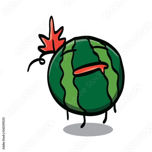 watermelon cartoon character sleepy