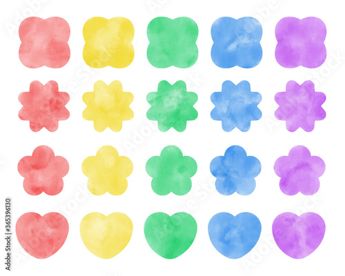 水彩風　カラフルなフレームセット　