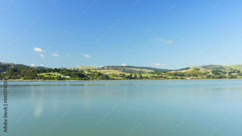 Low Drone shot of lake in New Zealand Low Drone shot of lake in New Zealand