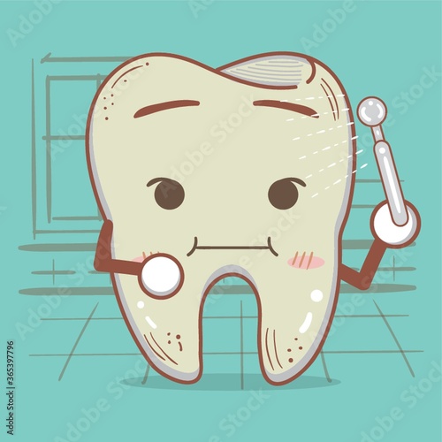 tooth using dental mirror