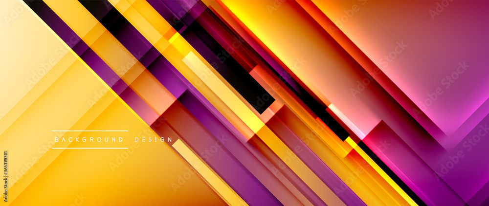 Dynamic lines on fluid color gradient. Trendy geometric abstract background for your text, logo or graphics