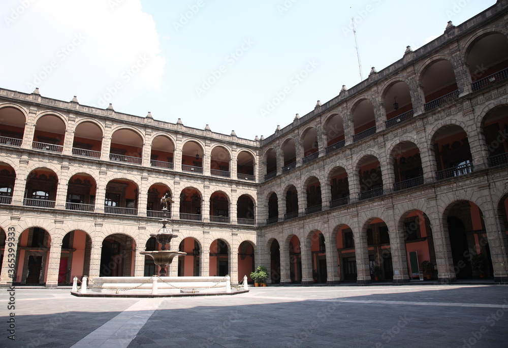 View of National Palace, the seat of the Mexican president and the federal executive in Zocalo square Mexico city, Mexico
