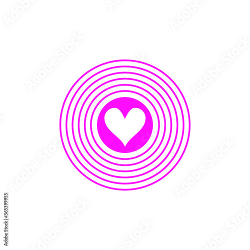 silhouette of a heart in the center of the target, pink icon, symbol for design in the concept of love, Valentine's day, wedding, romantic relationship, passion, emotions, falling in love