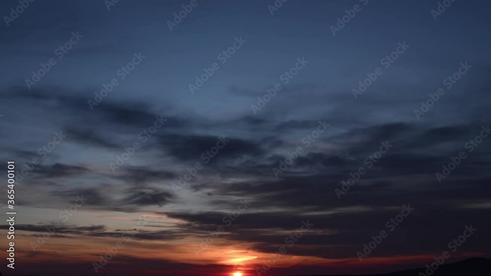 Beautiful romantic, romantic sunset with beautiful blurring clouds