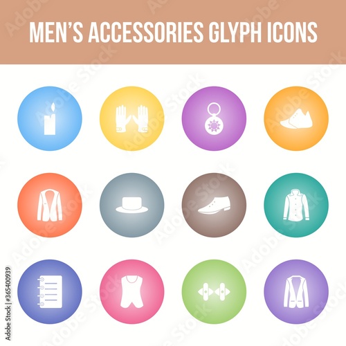 Unique men's accessories vector glyph icon set