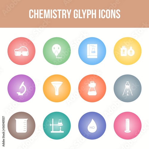 Unique chemistry vector glyph icon set