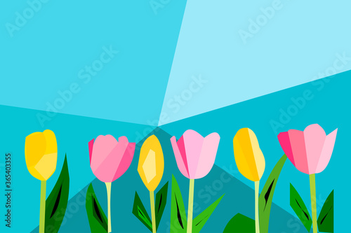Bright tulips vector illustration flowers.