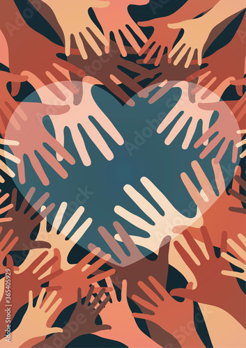 Palms of hands and heart. Creative design. The concept of support, charity, volunteering, love, kindness. Vector