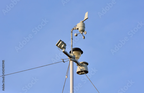 Devices meteorological station on the blue background of the sky