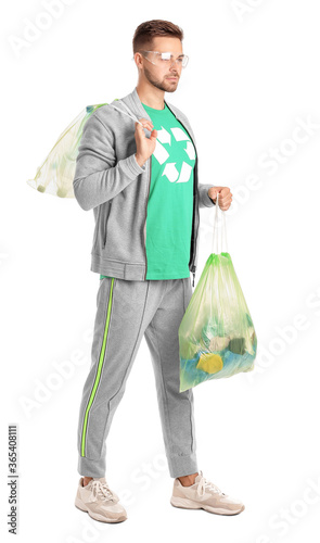 Man in t-shirt with recycli...