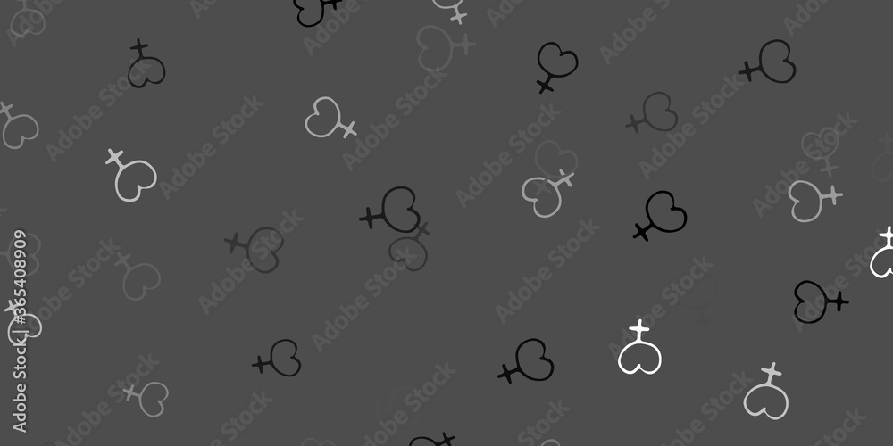 Light Gray vector texture with women's rights symbols.