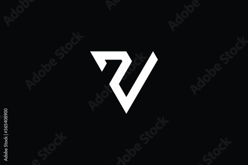 Minimal Innovative Initial ZV logo and VZ logo. Letter ZV VZ creative elegant Monogram. Premium Business logo icon. White color on black background