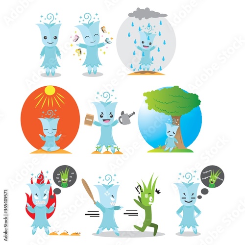 tulip character with different actions