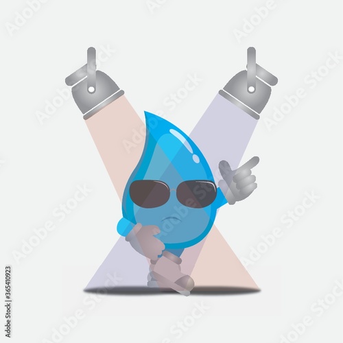 water drop character as a rock star