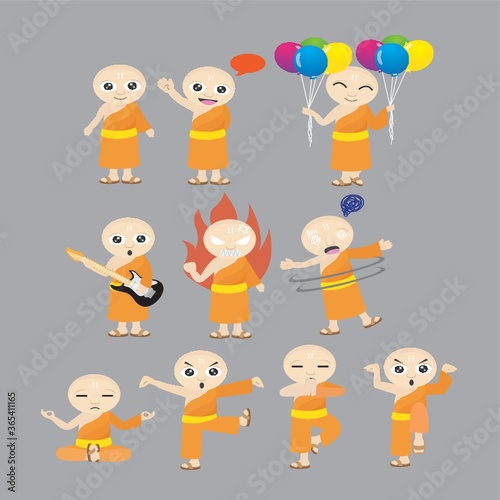 monk with different actions