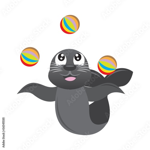 seal animal juggling with balls