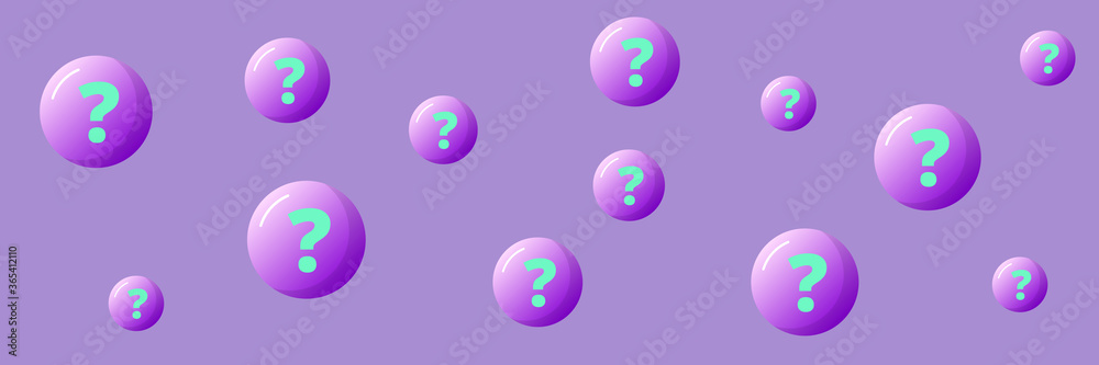 Questions banner. Vector illustration of questions for web, print, app design. Questionnaire and quiz design