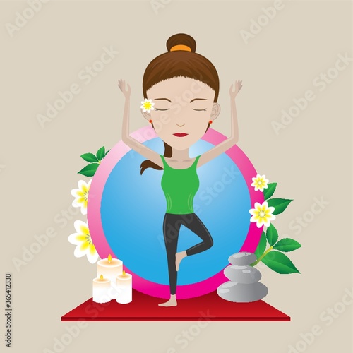 woman practicing yoga in tree pose