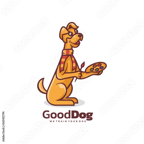 Vector Logo Illustration Good Dog Simple Mascot Style.