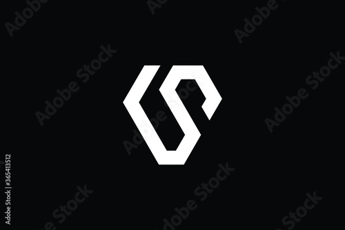 Minimal Innovative Initial SV logo and VS logo. Letter SV VS creative elegant Monogram. Premium Business logo icon. White color on black background