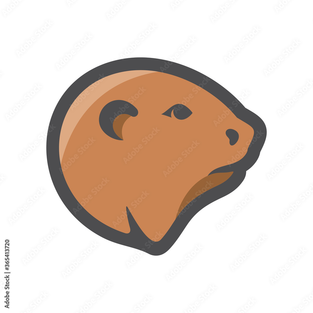 Vector Beaver. River badger icon. Cartoon illustration