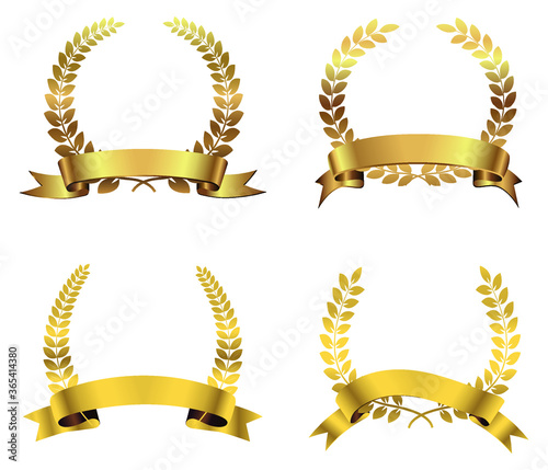 Gold award laurel wreath set
