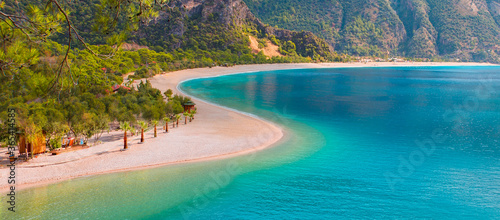 Panoramic view of Oludeniz Beach And Blue Lagoon, Oludeniz beach is best beaches in Turkey - Fethiye, Turkey © muratart