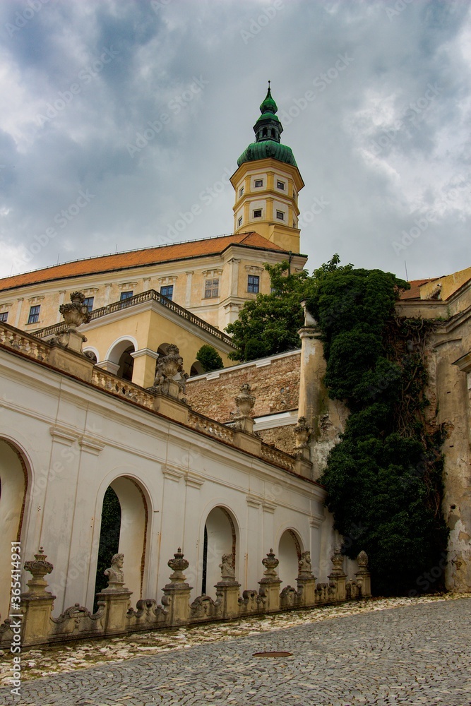 Fototapeta premium Mikulov Chateau is a Baroque chateau located near the center of Mikulov in the district of Breclav, region of Morava, Czechia, middle Europe