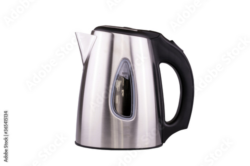 Electric stainless steel kettle isolated with clipping path on white background.