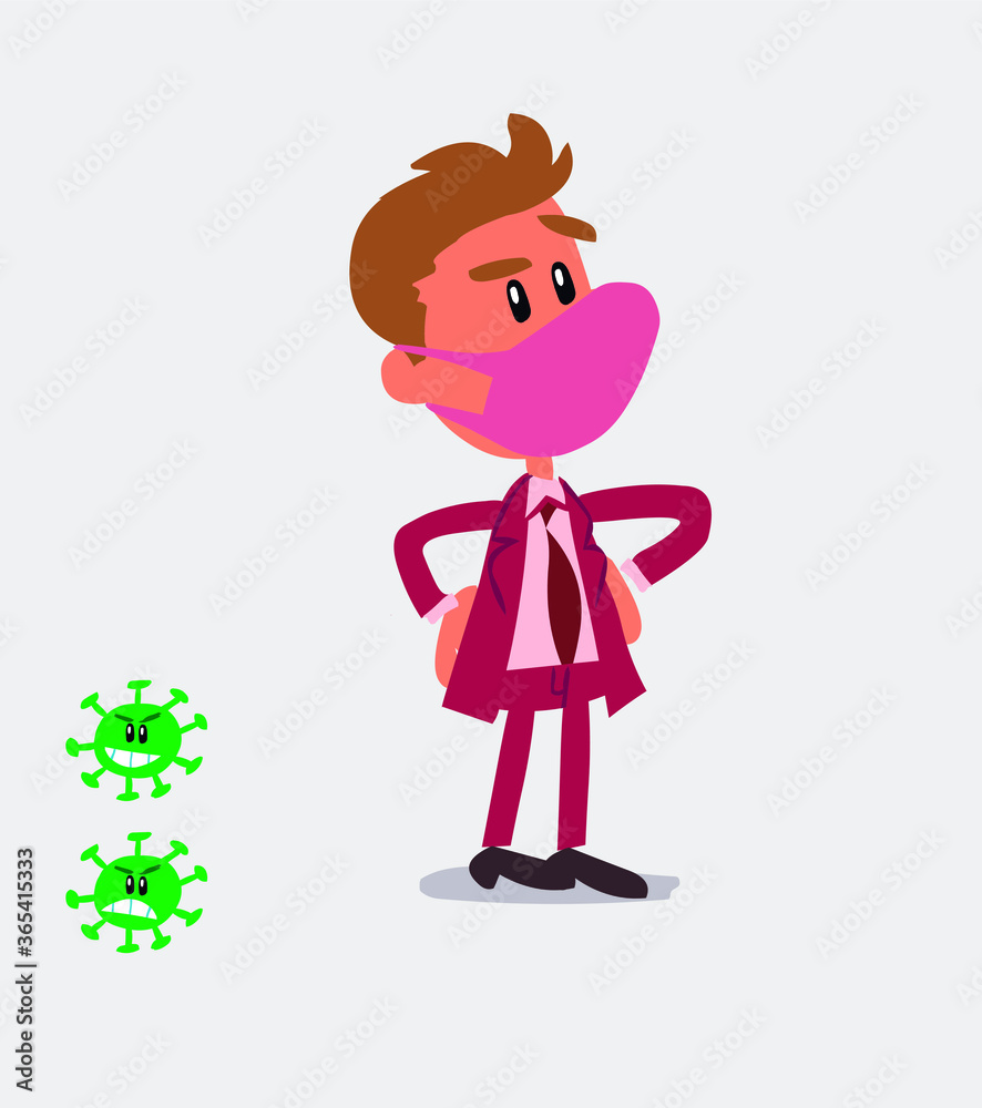 businessman with mask and virus COVID doubting
businessman with mask and virus COVID doubting