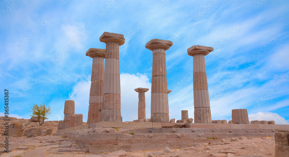 Ancient ruins of roman city Assos with Temple of Athena - Behramkale, Canakkale