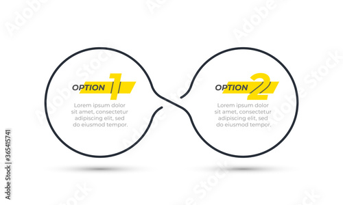 Vector Infographic template thin line design with number options. Business concept with 2 steps, label. Can be used for workflow diagram, info chart, web design.