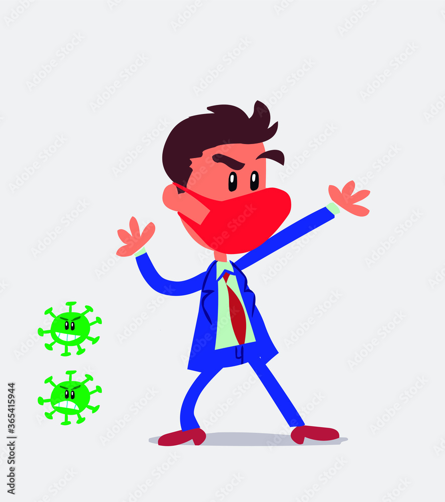 businessman with mask and virus COVID arguing angry
businessman with mask and virus COVID arguing angry